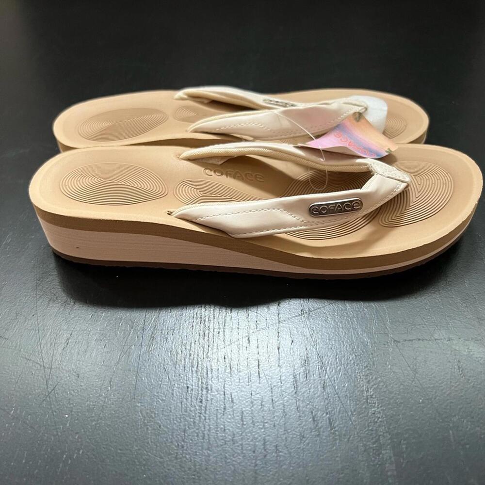 New Coface Wedge Sandals in White and tan - 10